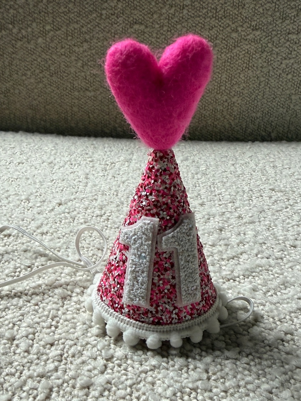 Girls Pink Heart Birthday Hat - Year 11